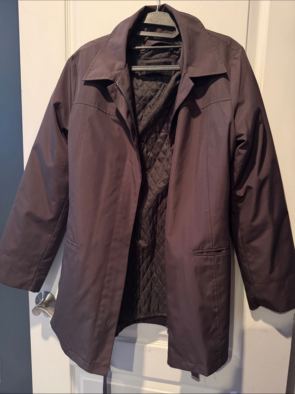 Express Gray Quilted-Lined Trench Coat